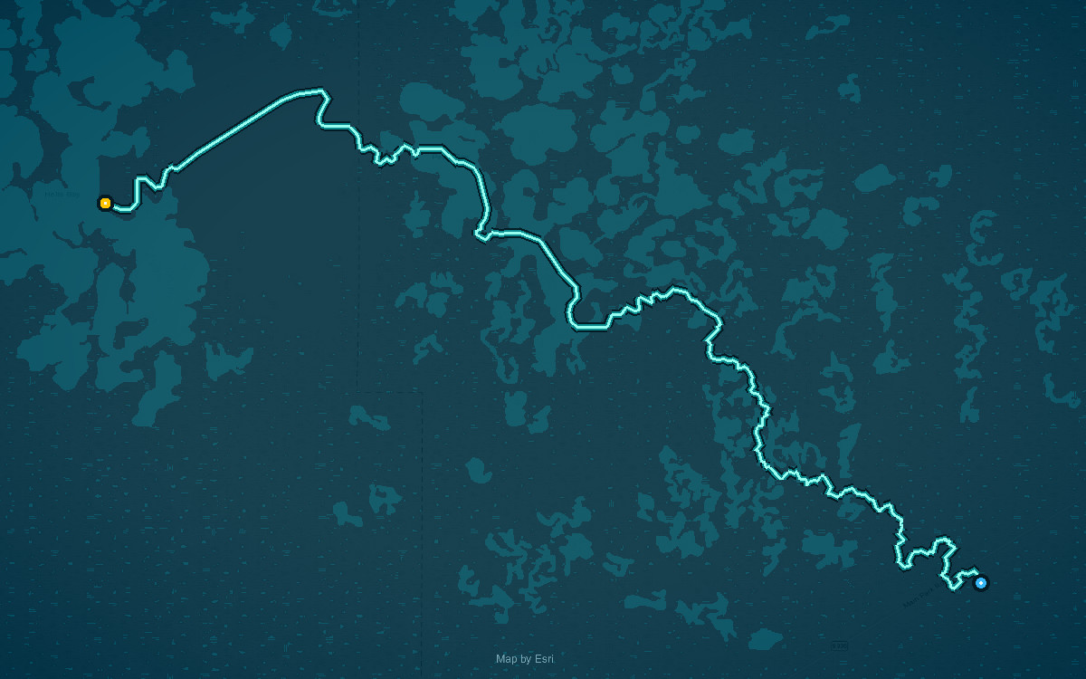 Paddle route map for Hells Bay Canoe Trail
