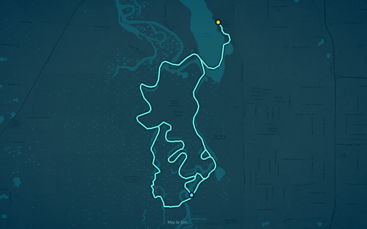 Paddle route map for Hontoon Dead River Blueway Trail