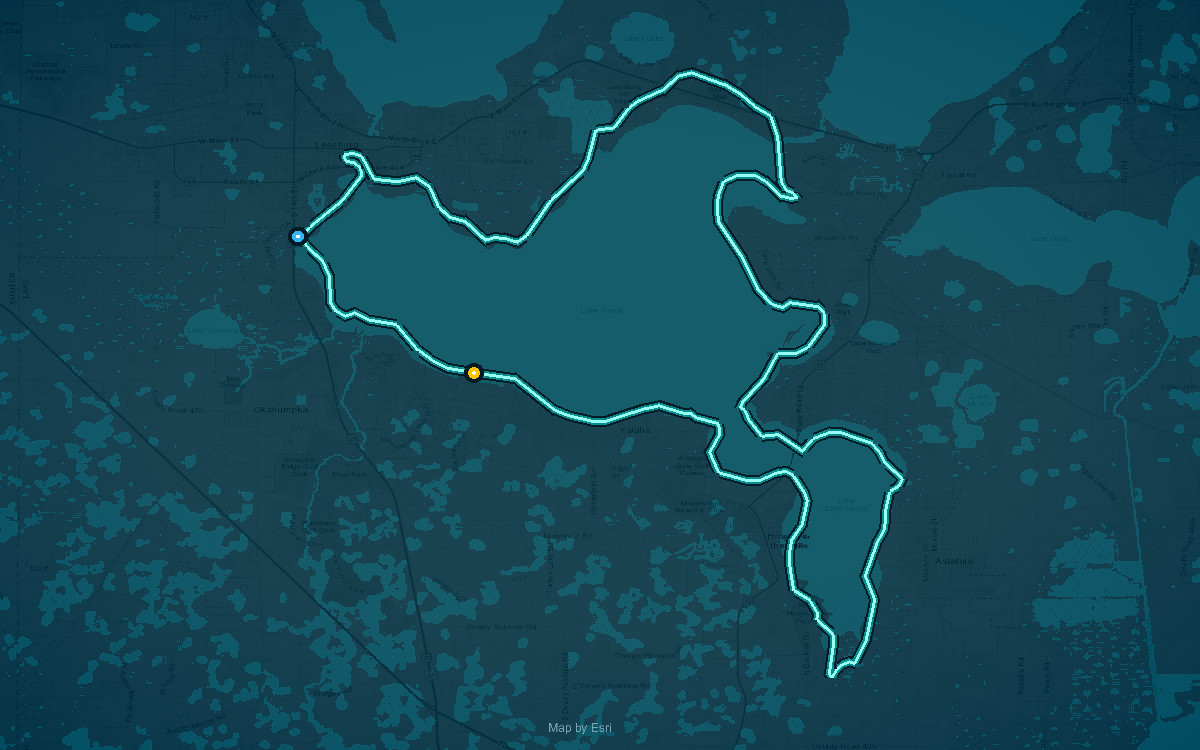 Paddle route map for Lake Harris Run