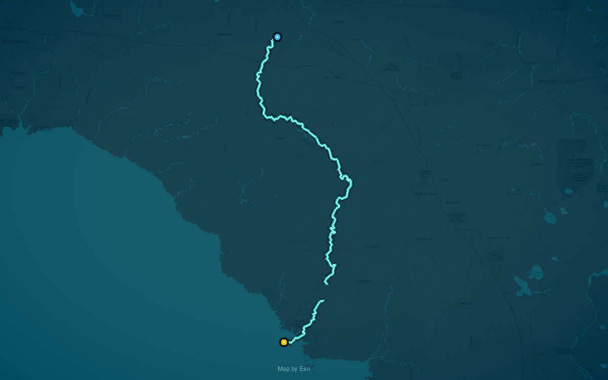 Paddle route map for Lower Suwannee River Trail