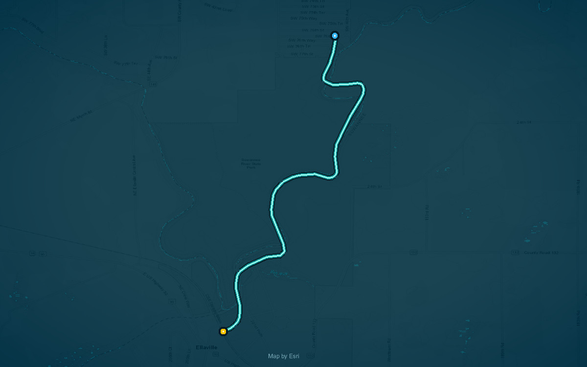Paddle route map for Lower Suwannee River Wilderness Trail