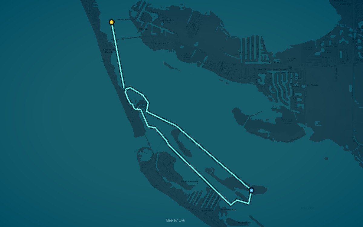 Paddle route map for Manatee County Blueway Trail - Barrier Island Trail