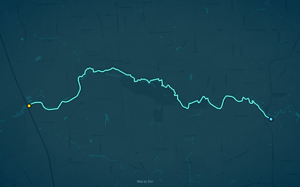 Paddle route map for Upper Santa Fe River Trail