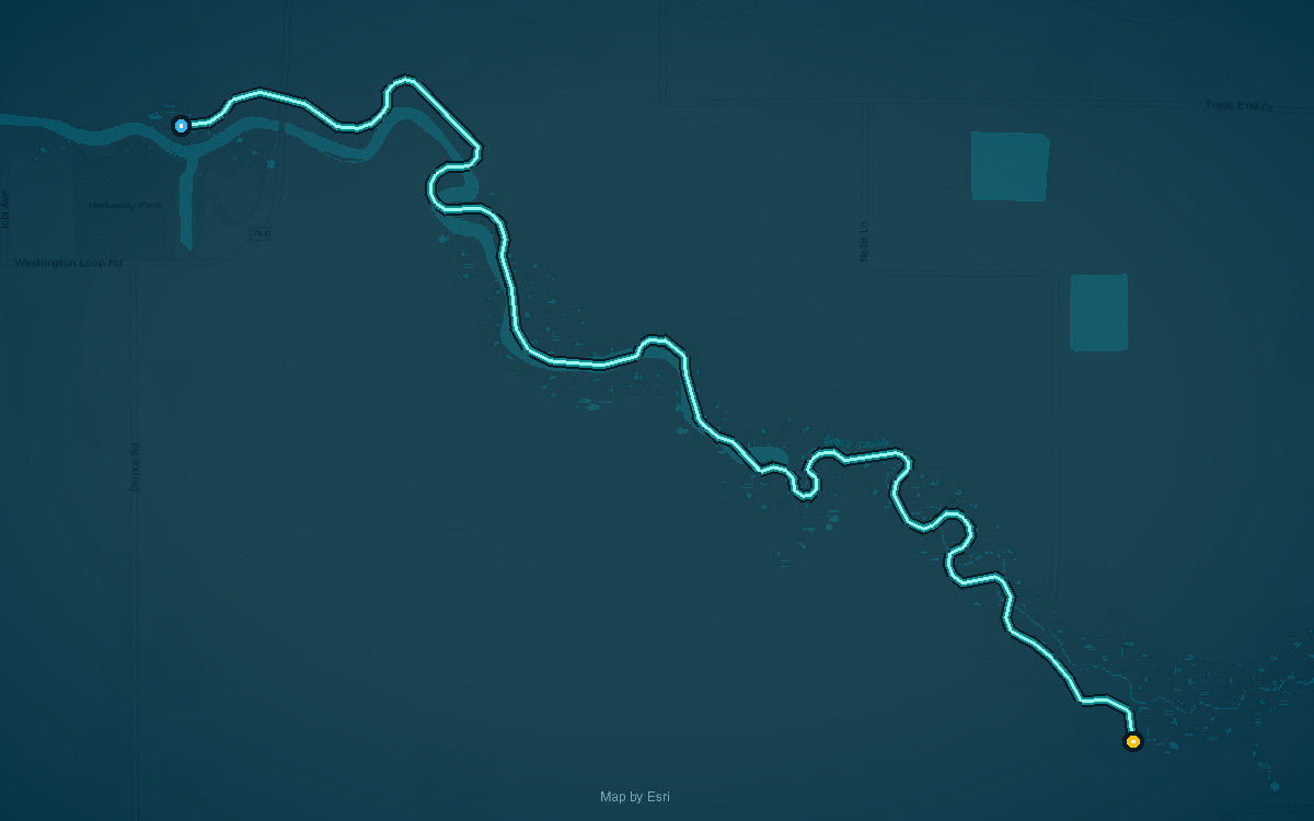 Paddle route map for Upper Shell Creek Trail