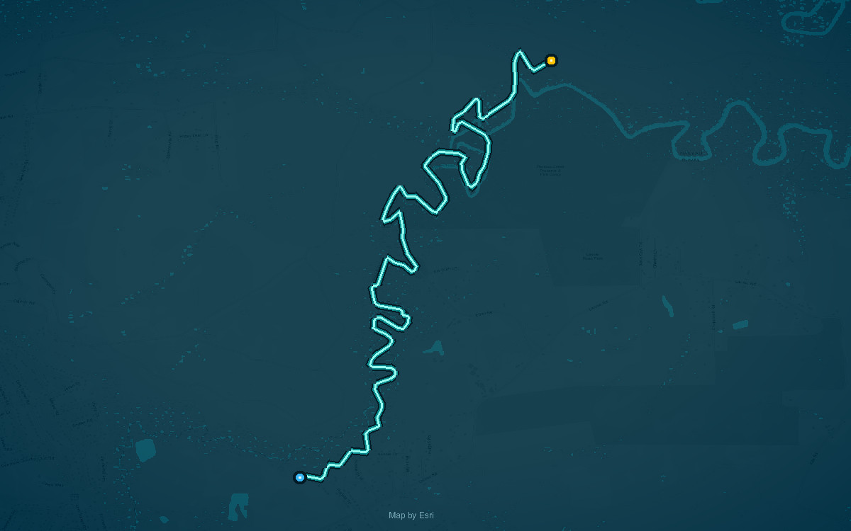 Paddle route map for Upper Thomas Creek Trail