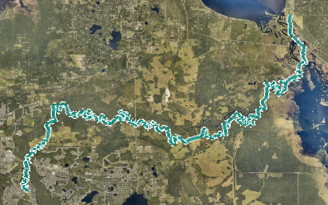 Paddle route map for Econolockhatchee River Trail