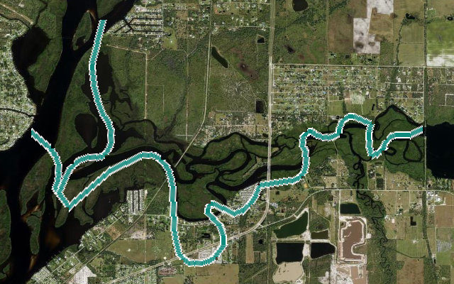 Paddle route map for Outer Shell Creek Trail